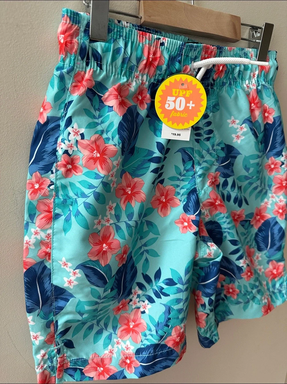 NWT The Children's Place Sport Boys Floral Swim Shorts with Coral Flowers